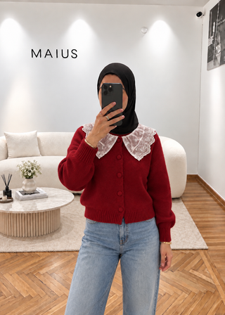 Maius Bebe Yaka Hırka - Bordo