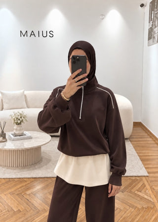 Maius Cozy Spor Takım - Koyu Kahve detay
