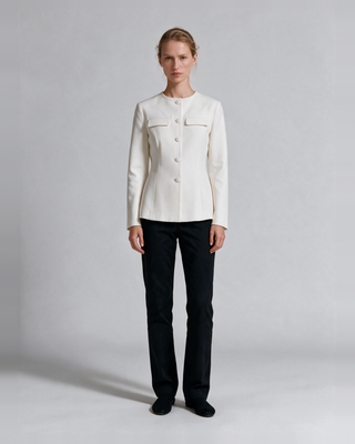 Maius 5 Düğmeli Gabardin Ceket - Beyaz - Model Ön