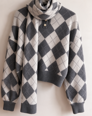 Maius Şallı Triko - Gri - Detay