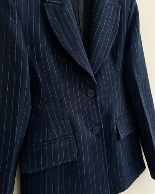 Maius Çizgili Kaşmir Blazer Ceket - Lacivert - Detay