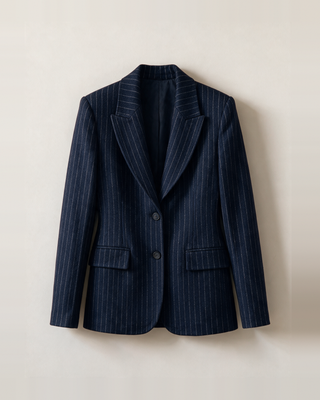 Maius Çizgili Kaşmir Blazer Ceket - Lacivert - Askıda Ön