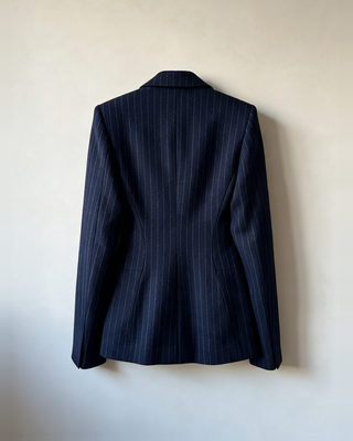 Maius Çizgili Kaşmir Blazer Ceket - Lacivert - Askıda Arka