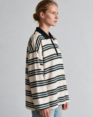 Maius Çizgili Sweatshirt - Siyah 2
