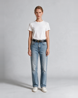 Maius Kemerli Straight Jean - Açık Mavi - Model Ön