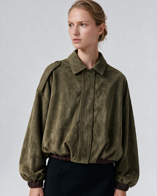 Maius Süet Bomber Ceket - Haki 2
