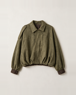 Maius Süet Bomber Ceket - Haki 3