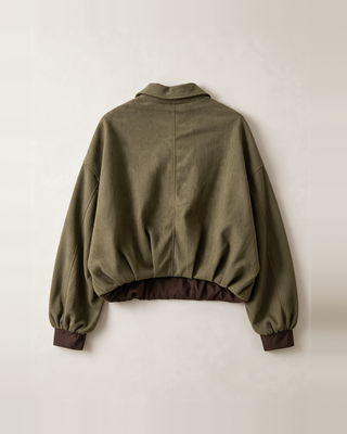 Maius Süet Bomber Ceket - Haki 4