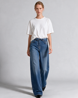 Maius Wide Leg Premium Jean - Koyu Mavi - Poz