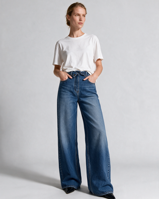 Maius Wide Leg Premium Jean - Koyu Mavi - Poz
